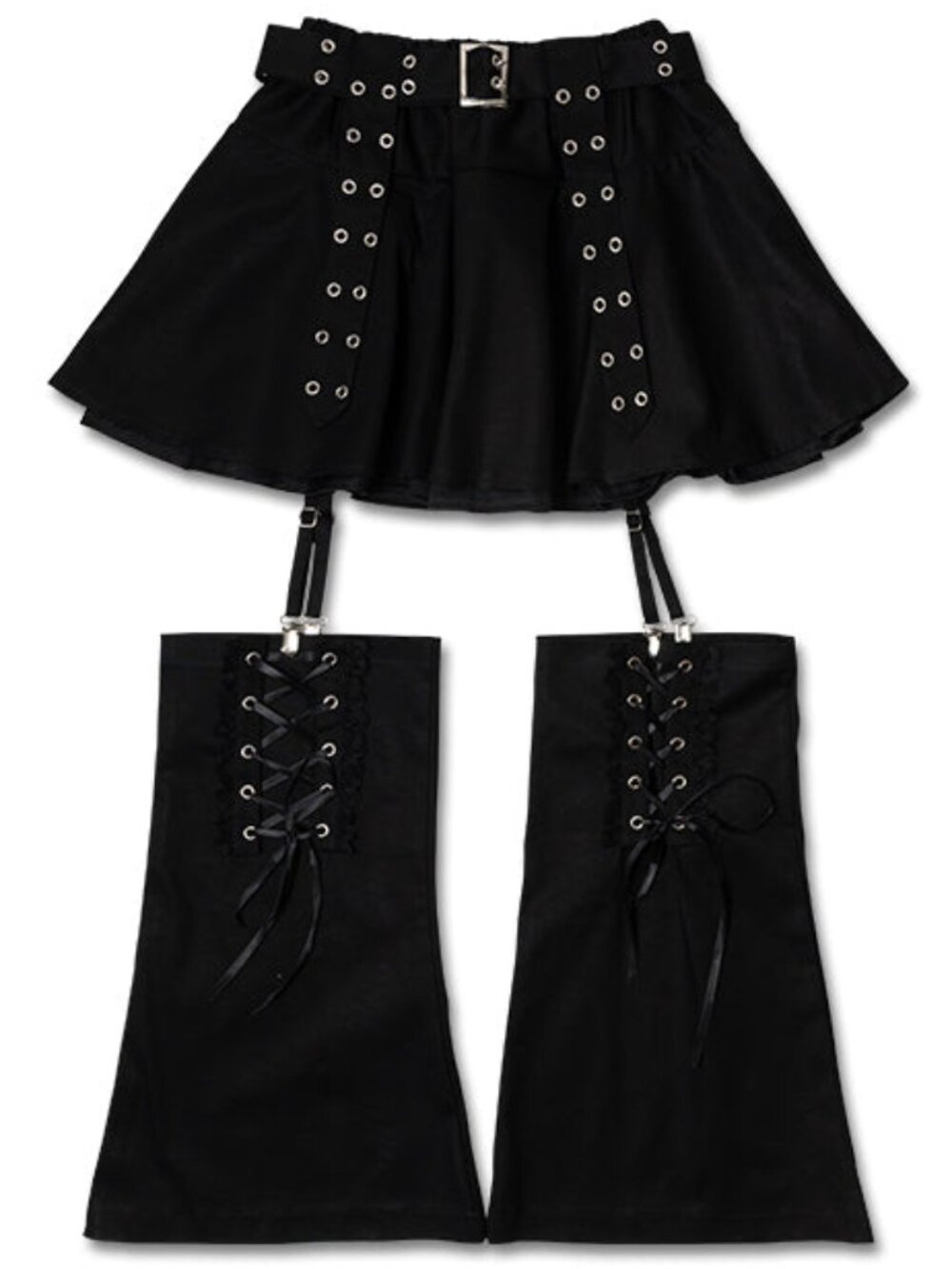 NEW ACDC RAG Dark Abyss Black Mini Skirt with Leg Warmer